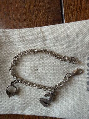 Silver-Tone Charm Bracelet with Number 2 and Ring Charm